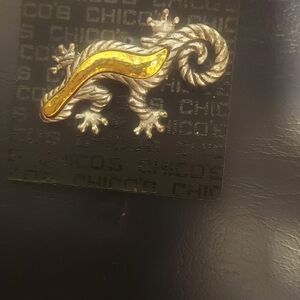 Chico's Silver and Gold Lizard Brooch